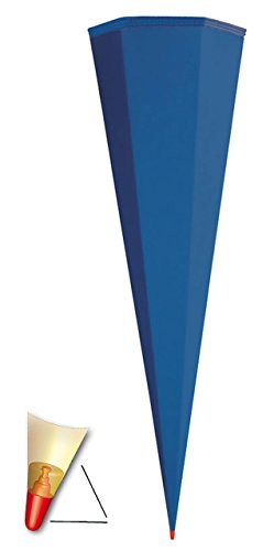 Schultüte - Rohling - kräftiges / dunkel BLAU - 35 / 50 / 70 / 85 cm - OHNE Tüll Abschluß - mit / ohne Holzspitze ___ Zuckertüte ALLE Größen - Roth - zum Basteln, Bemalen und Bekleben - Bastelschultüte - für Mädchen & Jungen / Geschenktüte - Basteltüte / uni einfarbig