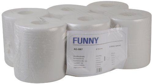 Funny Recycled Paper Towel Roll with 20 cm Inner Roll 1-Ply (Pack of 6 Rolls) White