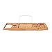 Produktbild HhGold Badezimmerregale Palettenregal Badewannenständer Premium Bamboo Bath Tray Rack Durch ausziehbare Badewanne Caddy mit Weinglashalter und IPad-Halter Buchablage (Farbe : -, Größe : -)