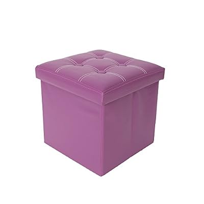Rebecca Srl Pouf Boite de rangement Tabouret Carre Synthetique Violet Design Contemporain Salon Chambre (Cod. RE4634)