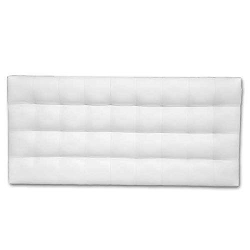 Ventadecolchones - Cabecero Tapizado Acolchado de Dormitorio Modelo Cube el Polipiel Blanco y Medidas 151 x 70 cm para Camas de 135 ó 150