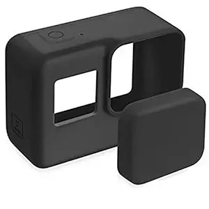 TASLAR Silicone Protective Cover Soft TPU Case Accessories and Lens Cap Protector Cover for Gopro Hero 5/6 / 7 Action Camera (Black)