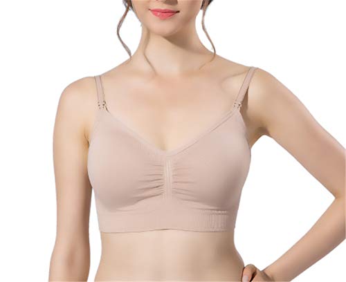 Preisvergleich Produktbild Swallowuk Mutterschafts Stillen BH Unterwäsche Umstandsmode Damen Stillzeit BHS Unterhemden Bra Schwangerschafts Ohne Bügel Nahtlose Komfort Schlaf BHS Bustier (XL, Skin)