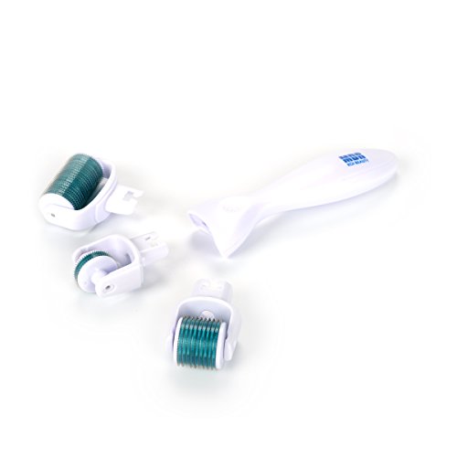 Meso 3 in1 Derma roller with interchangeable needle head 0.5mm180needle +1.0mm 600needle +1.0mm 1200 needle miconeedle therapy for Reducing Wrinkles, Stretch Marks, Scars, Pores, Cellulite
