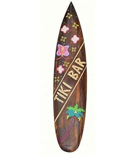 Planche De Surf Décorative 60cm Tiki Hawaii - Déco Murale Bois Fait Main Style Maui Interlifestyle