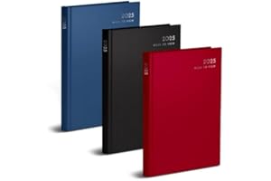 SPTON 2025 A5 Page Day View Diary A5 2025 Diary Student Diary Each Day School Work 2025Year Diary Academic Planner Stationery Yearly Diary Hardback Cover Black 21 X 14.5cm