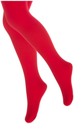 TLLC Girls Plain 60 Denier Microfibre Opaque Tights (Age 5-6, Red)
