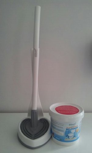 proWIN Toilettenbürste - V7 WC Cleaner - weiß/grau - Herzilein - + 1KG Active Orange Eimer