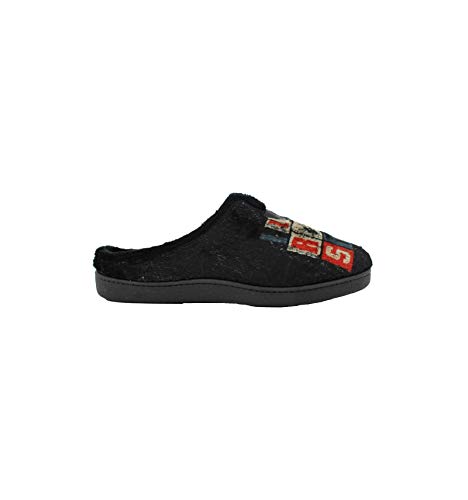 Preisvergleich Produktbild Roal - Zapatillas de Casa Hombre Cuadros Joven - Negro, 43