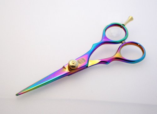 Professional Hairdressing Scissors, Rainbow Colour Hair Cutting Scissor - 5" - with Presentation Case