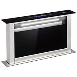 Klarstein Royal Flush Eco - Hotte aspirante, Disparaît dans le plan de travail, Bande LED, Eclaire la surface de cuisson, Panneau de commande confortable, 60 cm, 458 m³/h, Noir