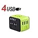 Price comparison product image SHUXMulti-Function Conversion Plug, 4USB Universal Power Plug Converter, Global AC Socket Plug Adapter, Intelligent High-Speed Wall Charger, Suitable For Europe, UK, USA, Australia, Asia (Green)
