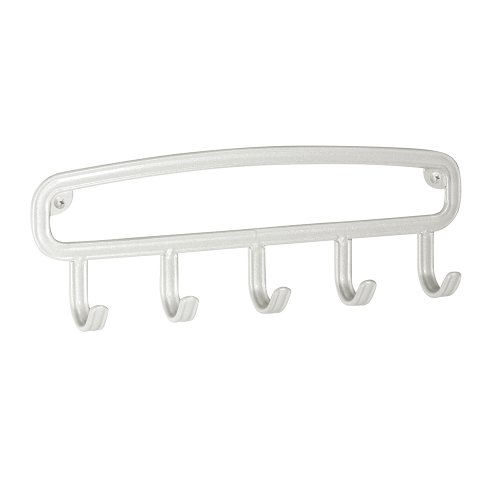 InterDesign 54874EU York Lyra Wandmontierte Haken-/Schlüsselleiste für Küche oder Eingangsbereich - Metall 22,86 x 7,37 x 2,79 cm, Perlmuttweiß