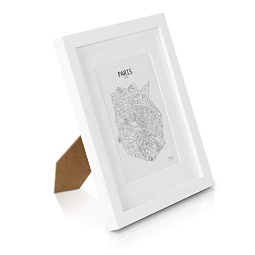 Marcos de Fotos 20x25 de MADERA SÓLIDA - Paspartú para Foto 13x18 Incluida - Blanco -  REBAJA - ¡Anchura del marco 2cm!