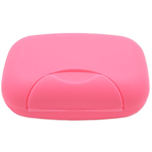 October Elf plastica portasapone 2 parte satinato con coperchio per doccia custodia da viaggio scatola, 12 x 8 x 4,2 cm Pink