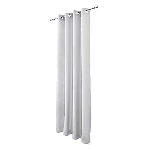 Beautissu® Blickdichter Ösen-Vorhang Amelie – 140×245 cm Weiß Uni – Dekorative Gardine Ösenschal Fenster-Schal - 5