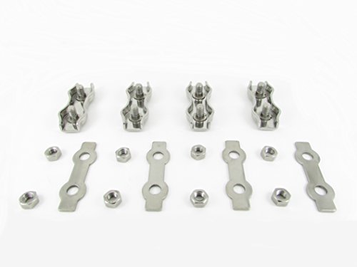 Brand: Ossian Ossian BPS 1830 - 4 R00 - Clips Colliers Duplex de 4 mm en acier inoxydable 316 pour câble d'acier (4 sets)