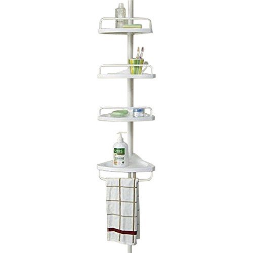 Taohaohuo Dusche Caddy Zum Aufhängen Ecke Weiß Teleskop Regal Für Küche Oder Bad, Aufbewahrungseinheit, 4 Ebenen Verstellbar 70-240 Cm