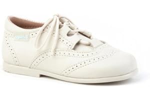 ANGELITOS Zapatos Inglesitos para Niños Todo Piel mod.505. Calzado Infantil Made in Spain, Garantia de Calidad. (24, Beige)