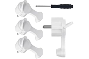 HITRENDS [4 sztuki] Wtyczka elektryczna Schuko, zagięta wtyczka zewnętrzna ze stykiem ochronnym ze składanym uchwytem, 250 V 16 A do kabli do 3 x 1,5 mm², płaska wtyczka Eurostecker, biała