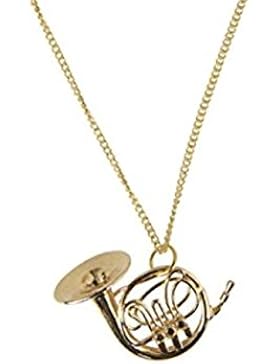 Horn Kette Hornkette Halskette Miniblings Hornist Hörner vergoldet 60cm + Box