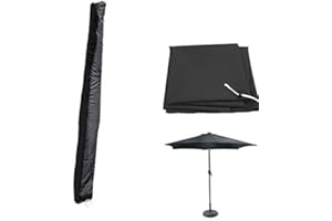 GREEN BAY Greenbay Parasol Cover Umbrella Rain Dust Protective Canopy Storage Bag 1.9m for 2.5m/2.7m/3m Round Parasol / 2x3m Rectangle Parasol - Black