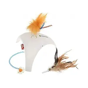 RvPaws Cat Toy Gigwi Feather Spinner Pet Droid Replaceable Natural Feather Caps & 3 Motion Sensor
