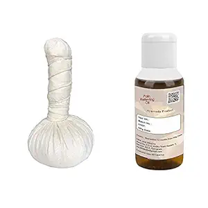 Ayulife - Ayurveda Potli Massage & Ayurveda Pain Relief Oil | Combo Pack - Weight 300 gram || Suited for Pain in Lower Back, Neck, Cervical, Sciatica, Lumber etc | Easy to use | Kit usable for 20 massages