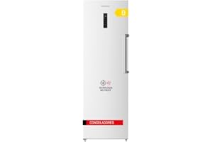 CORBERO Corberó - Congelador Vertical | CCVH18524NFW | Capacidad 274L | No Frost | Inverter | Display Puerta | Luz LED | Crisper XXL Extraíble | Pizza Box | Easy Open | Silver Trim | 39 Db | Blanco