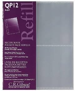 CR Gibson QP-12 Small Recipe Book Pocket Page Refill 20 sheets by Sun Island Ventures