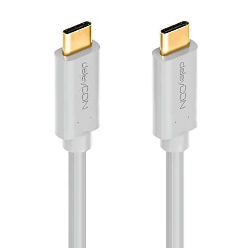 deleyCON 0,5m USB Kabel / Stecker Typ 3.1 / C auf C / USB 3.1 Speed 10 Gbit/s / 3A Ladekabel Datenkabel / für z.B. Smartphone / PC / Notebook / Ladegerät – Weiß - 3