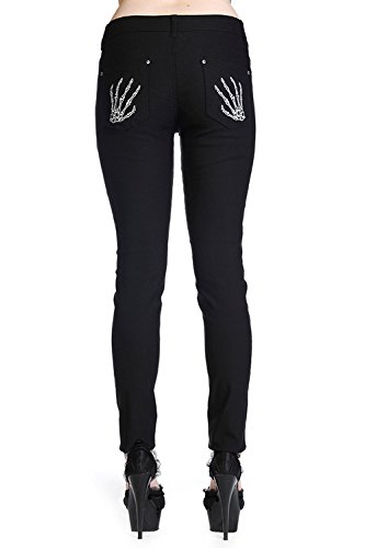 Banned Skeleton Hands Black Skinny Jeans - Black / 28 Waist