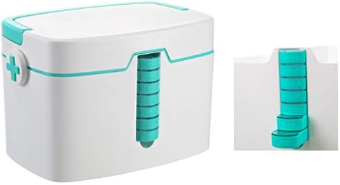 Large Medicine Storage Box+7-Day Small Pill Box,Portable First Aid Box with Handle,Multi-Layer,(34 × 24 × 23 cm)