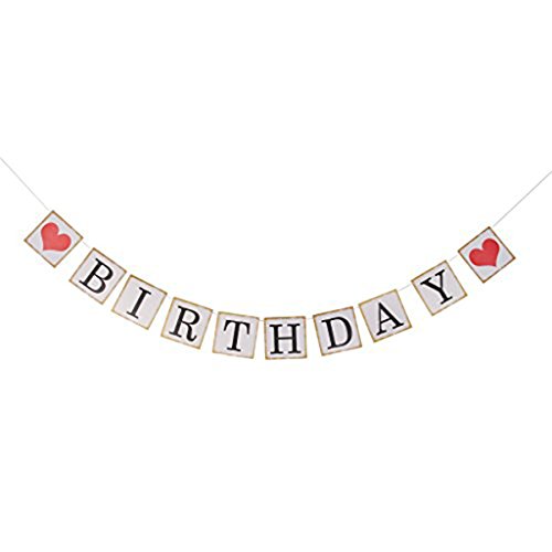 ULTNICE Papier Banner, quadratische Happy Birthday Girlande Banner Fahne Dekoration für die Geburtstagsparty - 3