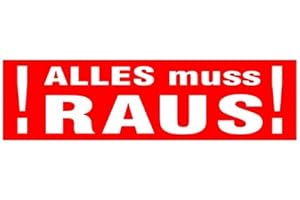 AGENTUR WERNER KUHLINS Aufkleber "ALLES MUSS RAUS!" für Schaufenster, und glatte Oberfächen - Ankleber für Einzelhandel (70 x 20 cm)