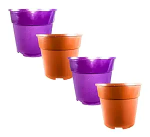 Stay Hungry Products Round Plastic pots 6 inches/15cm Ideal for Indoor and Outdoor Gardening (Pack of 4) Home Decors