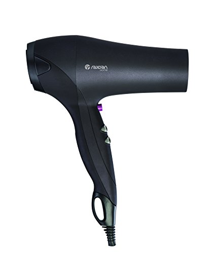Secador de pelo profesional RaydanHome 26004, con difusor de aire, 3 niveles de temperatura, 2 velocidades, 1800W, color negro.