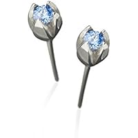 Vergissmeinnicht-Ohrringe aus Sterlingsilber mit blauem Swarovski-Kristall, Design aus Island.