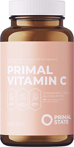 Vitamin C Hochdosiert | 900mg Aktives Vitamin C | Premium Calciumascorbat, Acerola Extrakt und Quercetin | Frei von Zusatzstoffen wie Magnesiumstearat oder Gelatine | Laborgeprüft - 90 Kapseln