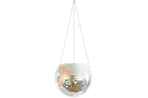 YAWDIL Disco Ball Planter Mirror Disco Ball Hanging Planters Hanging Ballplanter Pot Hanging Mirror Ball Flower Pots with Chain and Macrame Hanger Mirrored Planters for Garden Home Porch Decor(7.88in)