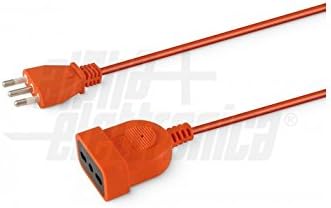 ALPHA ELETTRONICA - 3-pin plug extension from Italian to Italian outlet Bypass - 10m - Orange cable