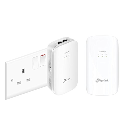 TP-Link 2000 Mbit/s 2-Port Gigabit Powerline Starter Kit, ideal für HD/3D/4 K-Video-Streaming und Online-Gaming, keine Konfiguration erforderlich, 2 × 2 MIMO mit Freisprechanlagen, UK-Stecker (tl-pa9020kit)