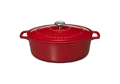 Chasseur PUC473103 Cocotte ovale-31 cm Fonte émaillée, 6 liters, Rouge (intérieur Sable)