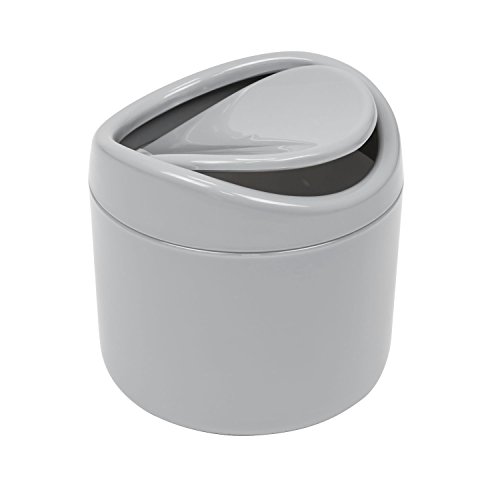Behälter Abfalleimer Kosmetikeimer Mülleimer mit Schwingdeckel Bad grau - 3