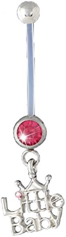HYIdealism Belly Button Rings Silicone Bar for Pregnant Women Little Baby Dangle Body Piercing Jewelry Pink