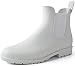 Produktbild Nzcm Kurze Damen Gummistiefel Herren Regenstiefel Wasserdicht Lack Regen Schuhe Ankle Chelsea Boots Gummi Stiefel mit Blockabsatz Weiß Gr.41