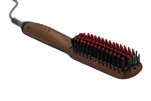 Beauty Nymph Haarglätter-Bürste LCD Elektrische Keramik Haarglätter Kamm und Hitzeschutzhandschuh (Braun) - 2