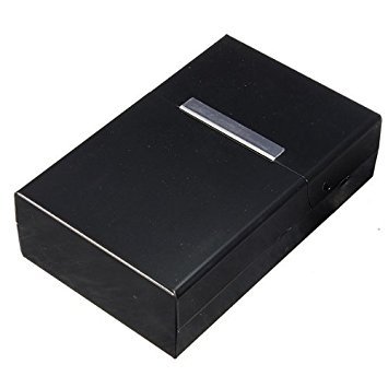 TOOGOO (R) Caja Soporte para Cigarrillos Tabaco Magnetico Metal Aluminio - Negro