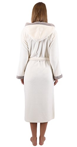 Betz leichter sportlicher Bademantel UNISEX Saunamantel mit Kapuze Damen Herren Farbe Beige oder Braun Größen S – XXL - 7