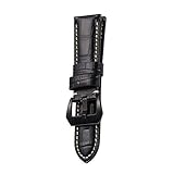 Liqiqi Kalbsleder gepolsterte Ersatz-Uhrenarmband mit Schnalle 24 mm Schwarz
